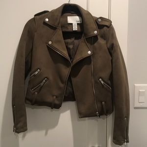 Olive Brown Cropped Suede Bar III Jacket